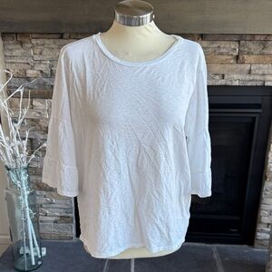 Velvet by Graham & Spencer Women's White Ruffle Sleeve Tee